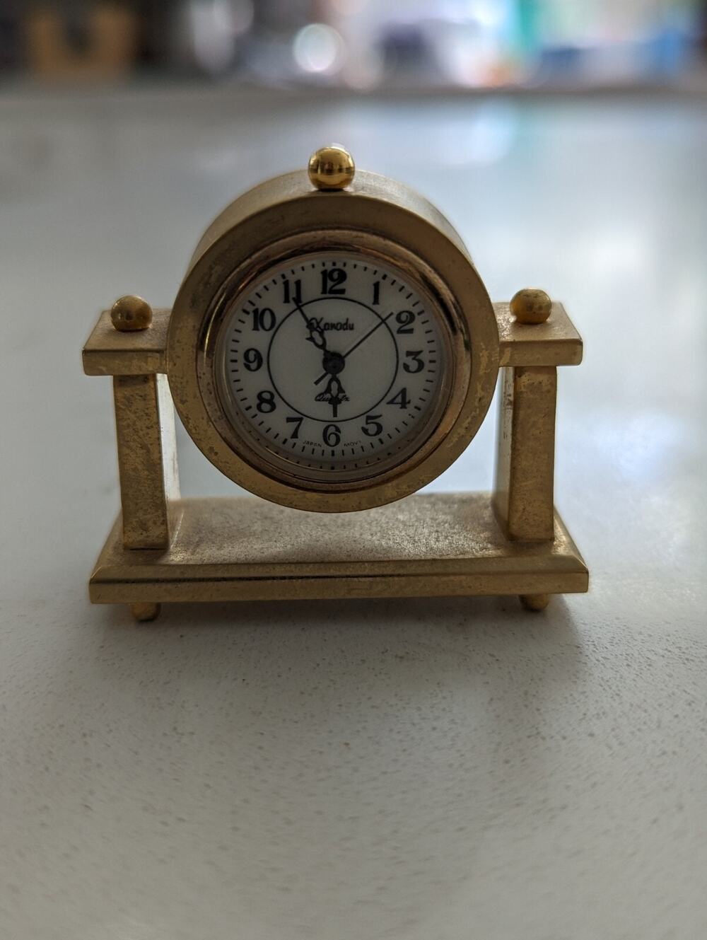 Xanadu Quartz Miniature Mantle Style Clock Gold Tone Grandmillennial